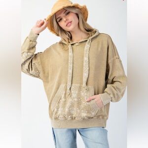 Easel Tan Floral Hoodie